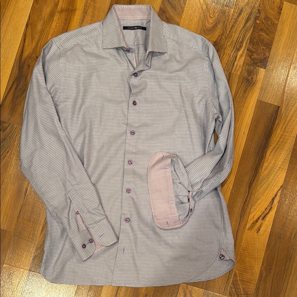 Hammer Made mens button‎ down blue houndstooth 39/15.5=medium